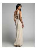 Maxikleid mit Ausschnitten, beige AZR222